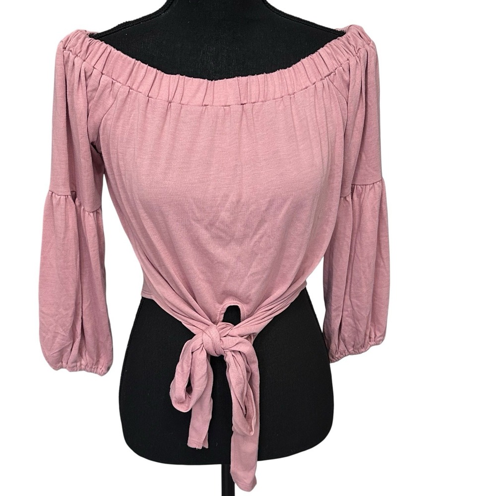 L*Space‎ Malibu Off Shoulder Tie Front Cropped Banded Top Women's Size Small